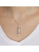 925 Sterling Silver Mezuzah Necklace with Shin