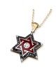 14K Gold Modern Star of David Pendant With 55 White & Black Diamonds