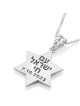 Silver Blue Enamel Star of David Am Yisrael Chai Necklace