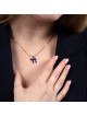 14K Gold & Blue Enamel Chai Pendant Necklace for Women