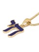 14K Gold & Blue Enamel Chai Pendant Necklace for Women