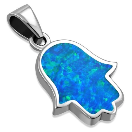 925 Sterling Silver & Opal Stone Hamsa Necklace