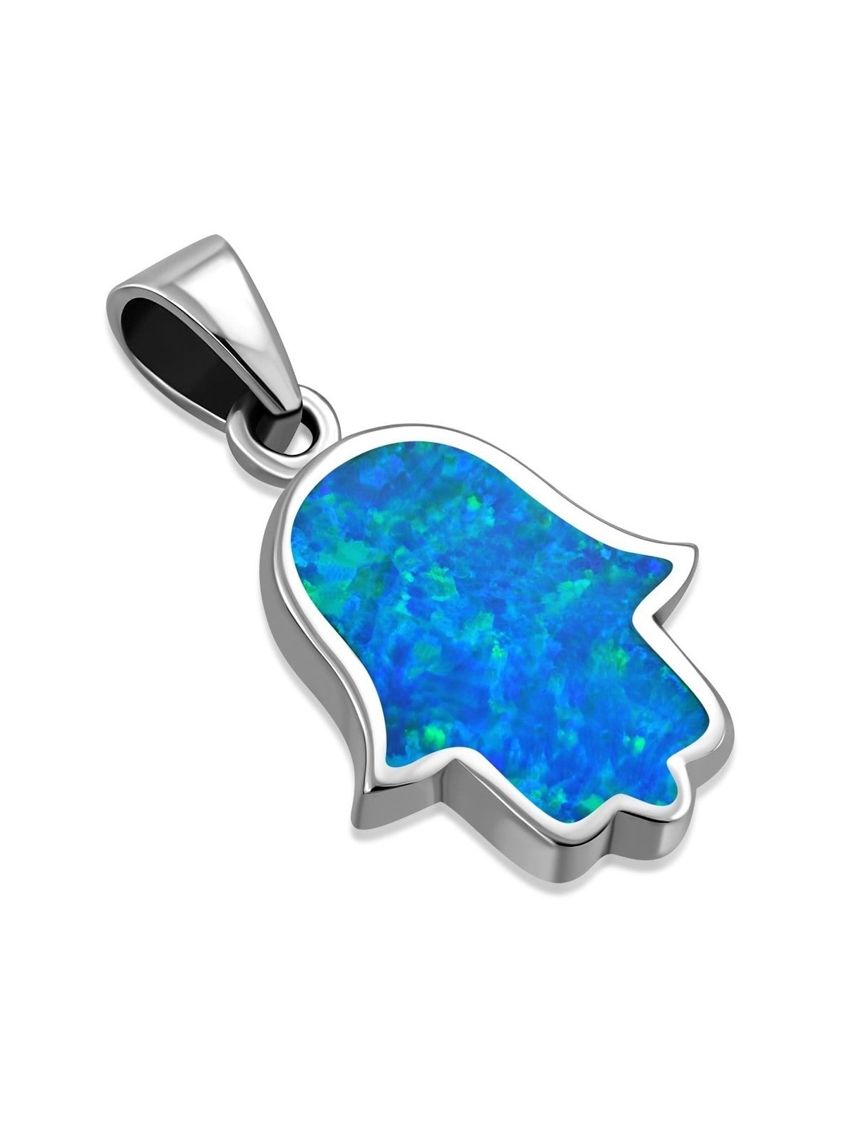 925 Sterling Silver & Opal Stone Hamsa Necklace