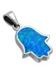 925 Sterling Silver & Opal Stone Hamsa Necklace