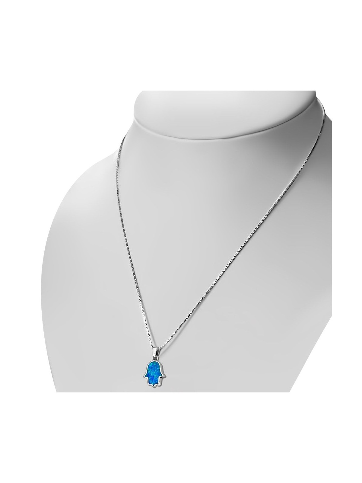 925 Sterling Silver & Opal Stone Hamsa Necklace