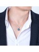 Silver Star of David Interlocked Necklace with Blue Enamel