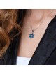 Silver Star of David Interlocked Necklace with Blue Enamel