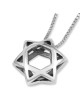 Sterling Silver Double Dome Star of David Pendant Necklace