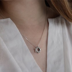 Sterling Silver Double Dome Star of David Pendant Necklace