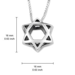Sterling Silver Double Dome Star of David Pendant Necklace