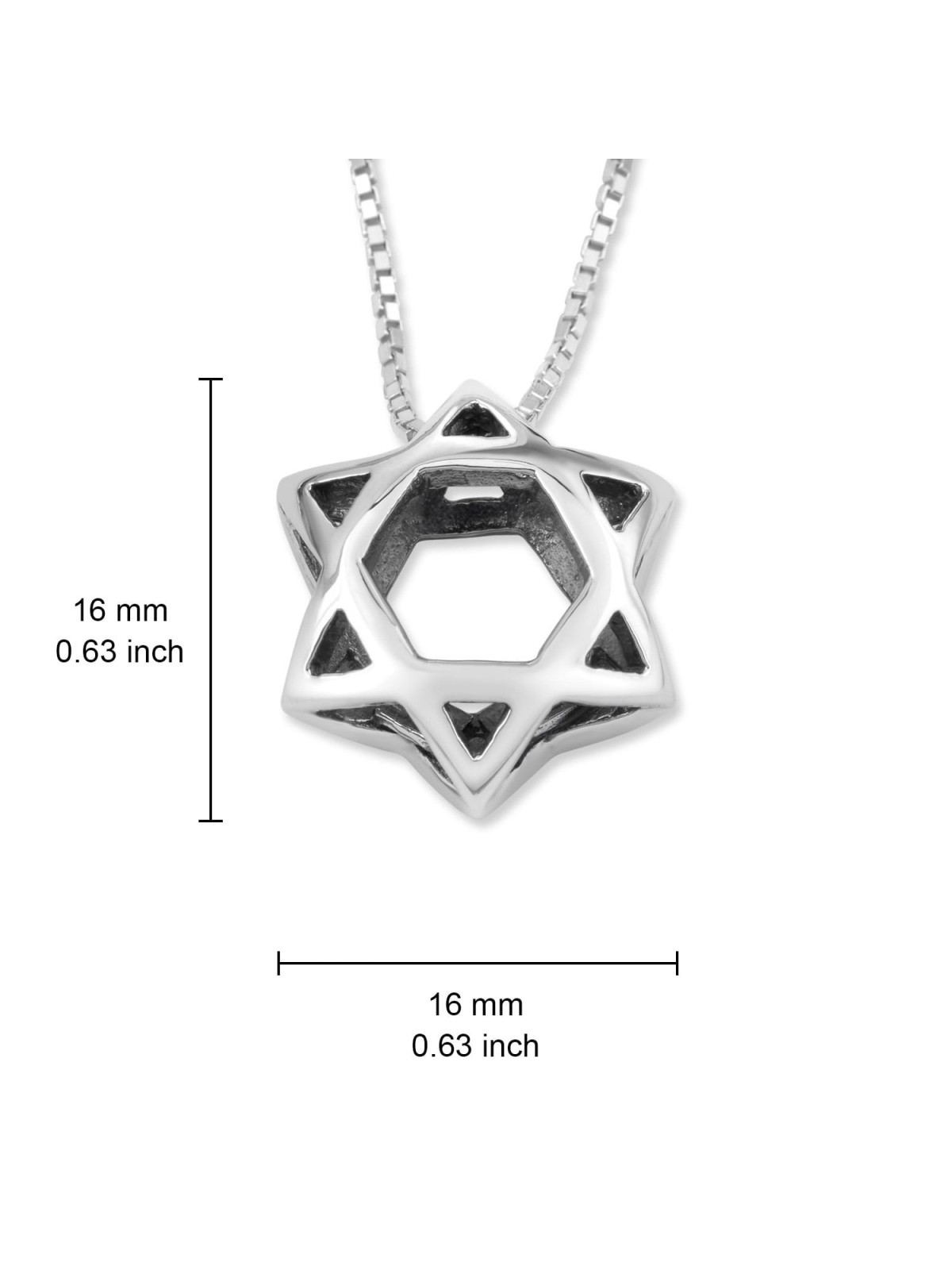Sterling Silver Double Dome Star of David Pendant Necklace