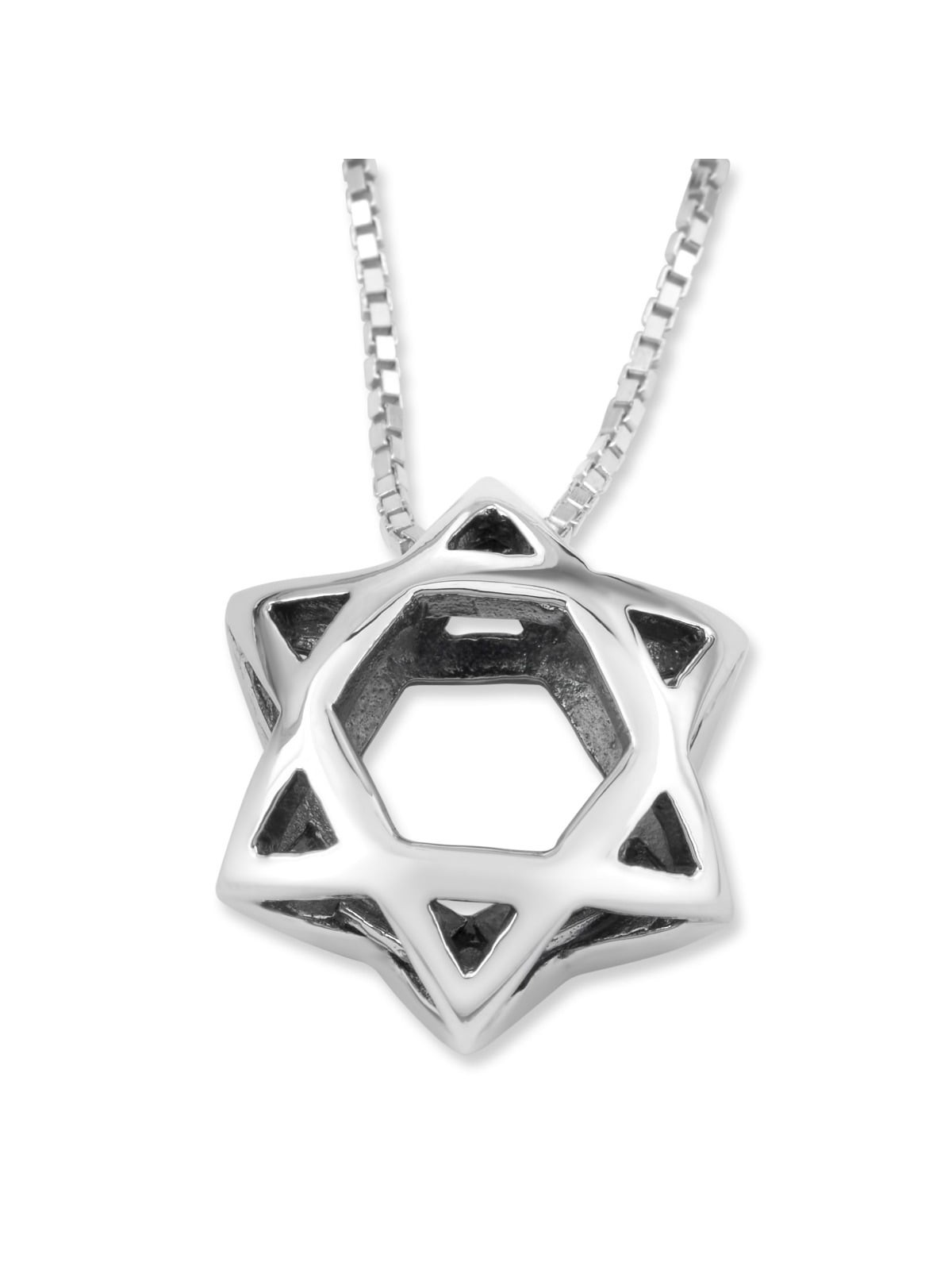Sterling Silver Double Dome Star of David Pendant Necklace