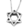 Sterling Silver Double Dome Star of David Pendant Necklace