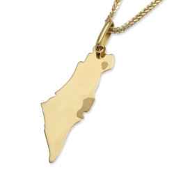 14K Yellow Gold Land of Israel Pendant Necklace