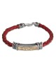 Traveler's Prayer: Leather, Gold and Silver Unisex Kabbalah Bracelet -