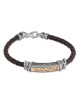 Traveler's Prayer: Leather, Gold and Silver Unisex Kabbalah Bracelet -