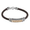 Traveler's Prayer: Leather, Gold and Silver Unisex Kabbalah Bracelet -