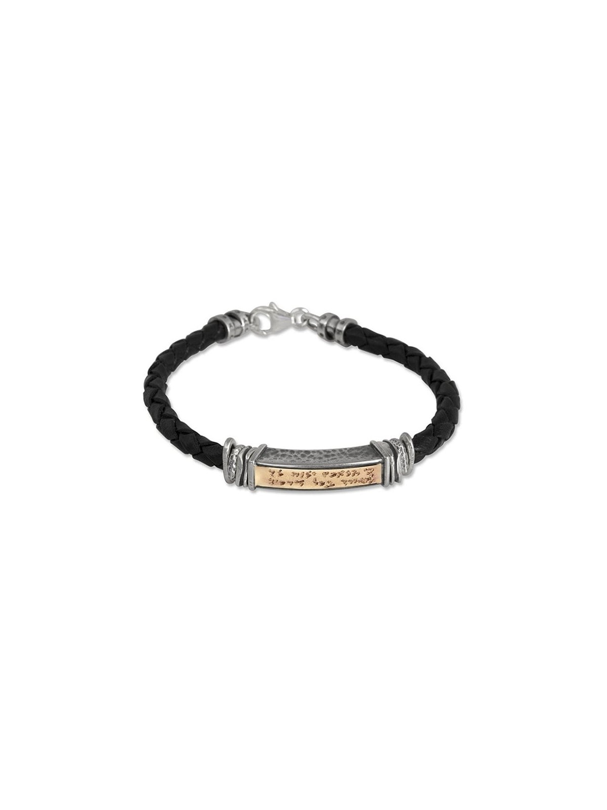 Traveler's Prayer: Leather, Gold and Silver Unisex Kabbalah Bracelet -