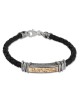 Traveler's Prayer: Leather, Gold and Silver Unisex Kabbalah Bracelet -