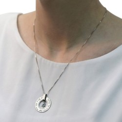 Large Silver Wheel Necklace - Woman of Valor (Proverbs 31:29)