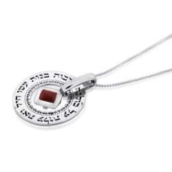 Large Silver Wheel Necklace - Woman of Valor (Proverbs 31:29)