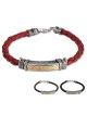 Shema Yisrael: Leather, Gold and Silver Unisex Kabbalah Bracelet - Deu