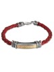 Shema Yisrael: Leather, Gold and Silver Unisex Kabbalah Bracelet - Deu