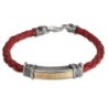 Shema Yisrael: Leather, Gold and Silver Unisex Kabbalah Bracelet - Deu