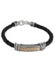 Shema Yisrael: Leather, Gold and Silver Unisex Kabbalah Bracelet - Deu