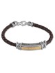 Shema Yisrael: Leather, Gold and Silver Unisex Kabbalah Bracelet - Deu