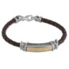 Shema Yisrael: Leather, Gold and Silver Unisex Kabbalah Bracelet - Deu