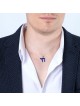 Sterling Silver Blue Enamel Chai Pendant Necklace