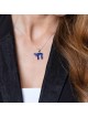 Sterling Silver Blue Enamel Chai Pendant Necklace