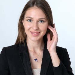 Sterling Silver Blue Enamel Chai Pendant Necklace