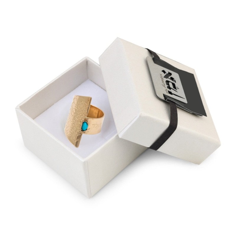 18K Gold-Plated and Turquoise Stone Adjustable Ring - Traveler's Psalm