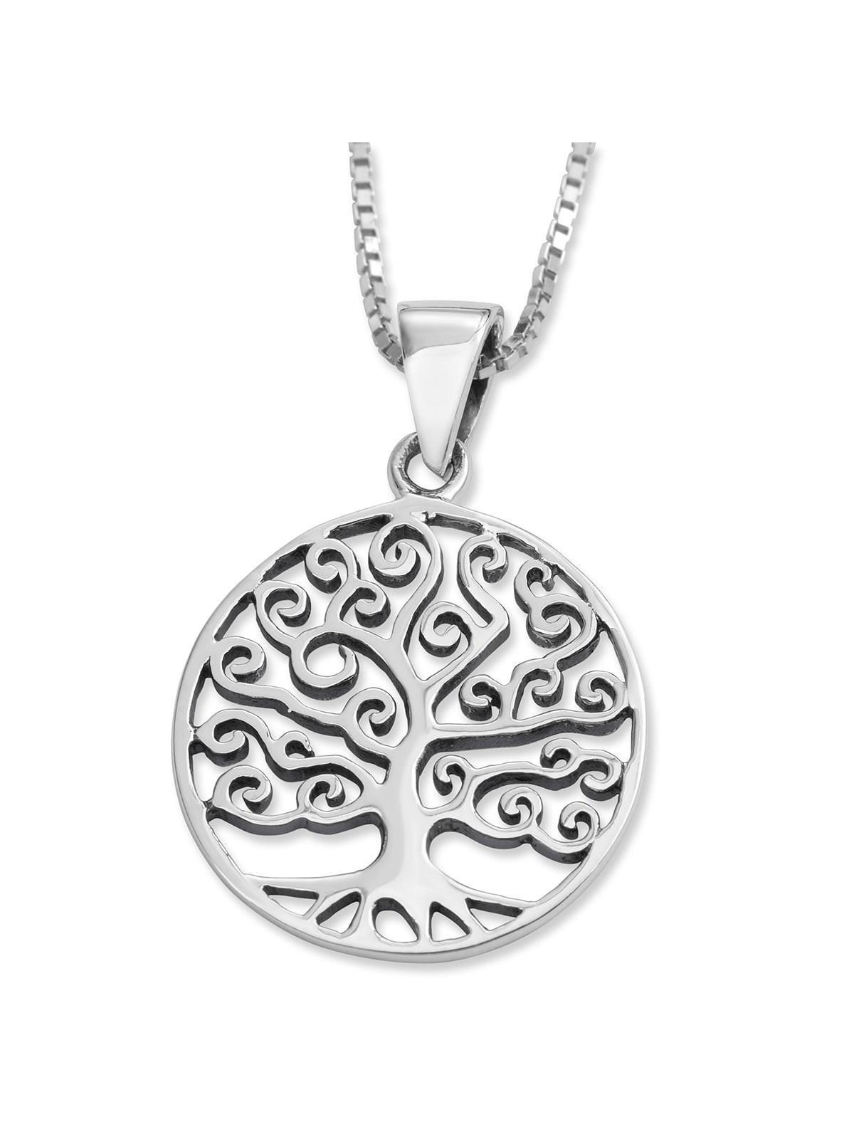 Sterling Silver Women's Ornate Tree of Life Necklace