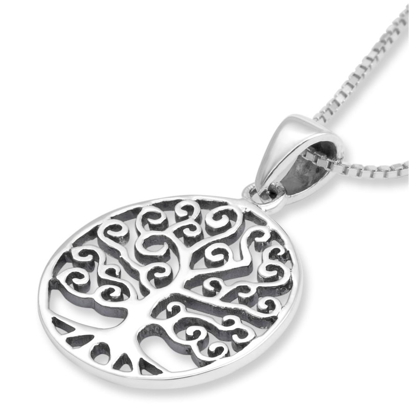 Sterling Silver Women's Ornate Tree of Life Necklace