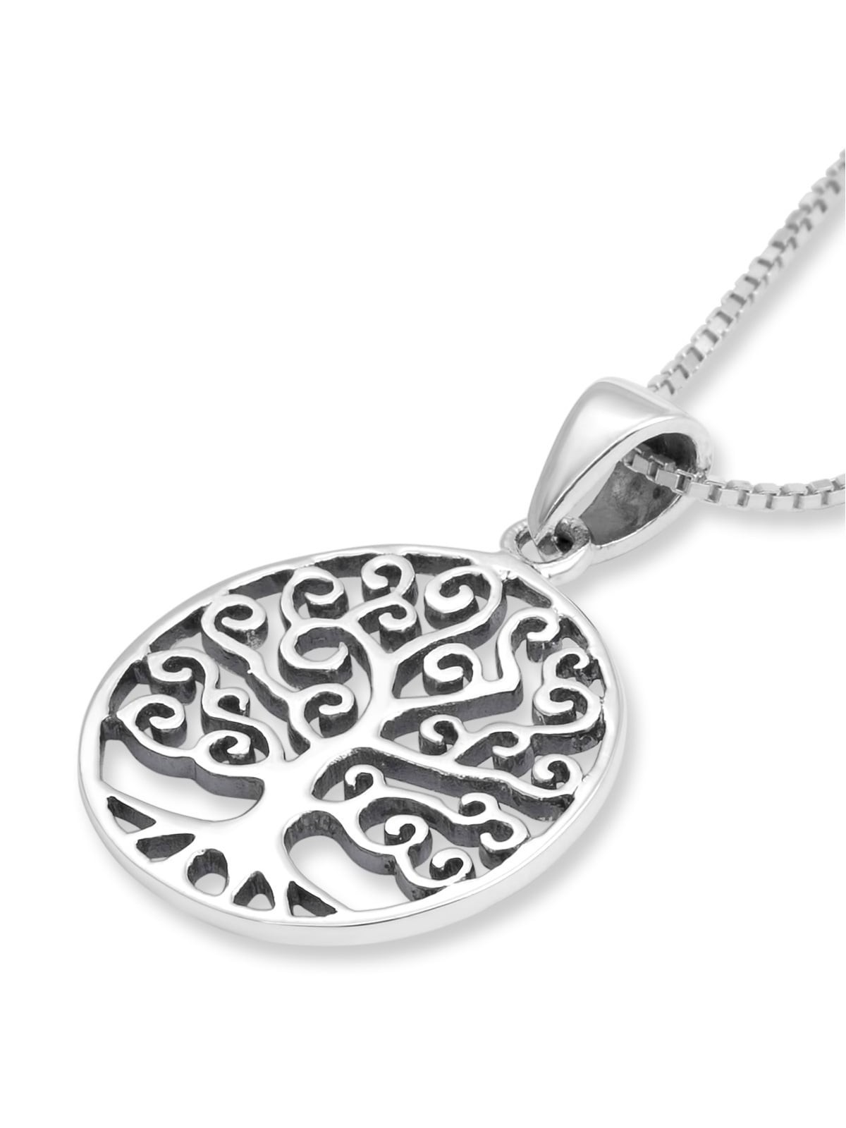 Sterling Silver Women's Ornate Tree of Life Necklace