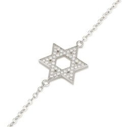 925 Sterling Silver Star of David Bracelet with Zircon Stones