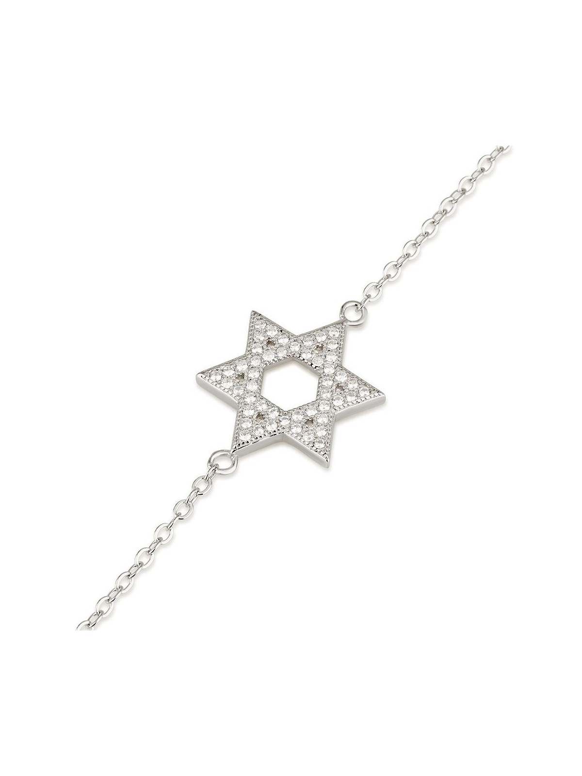 925 Sterling Silver Star of David Bracelet with Zircon Stones