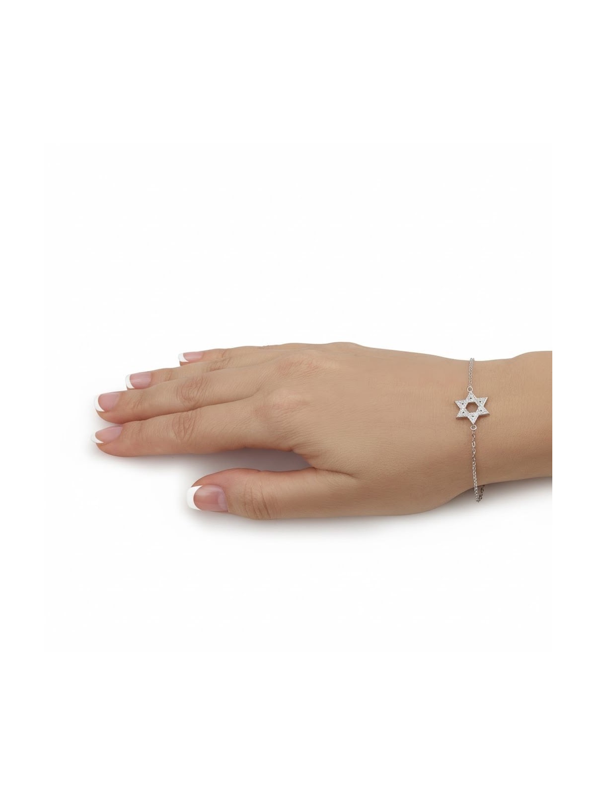 925 Sterling Silver Star of David Bracelet with Zircon Stones