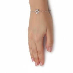 925 Sterling Silver Star of David Bracelet with Zircon Stones
