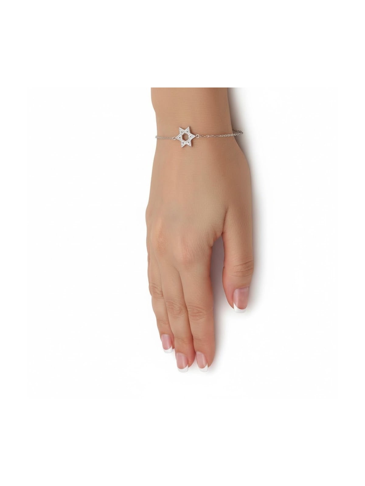 925 Sterling Silver Star of David Bracelet with Zircon Stones