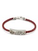 Engraved Traveler's Prayer on Red Braided Leather Band, Gold and Silve
