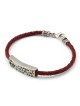 Engraved Traveler's Prayer on Red Braided Leather Band, Gold and Silve