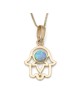 14K Gold and Opal Hamsa Pendant Necklace