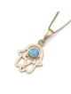 14K Gold and Opal Hamsa Pendant Necklace