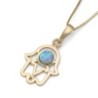 14K Gold and Opal Hamsa Pendant Necklace