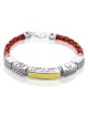 Shema Yisrael: Leather, Gold and Silver Unisex Bracelet with Star of D