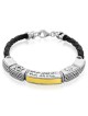 Shema Yisrael: Leather, Gold and Silver Unisex Bracelet with Star of D